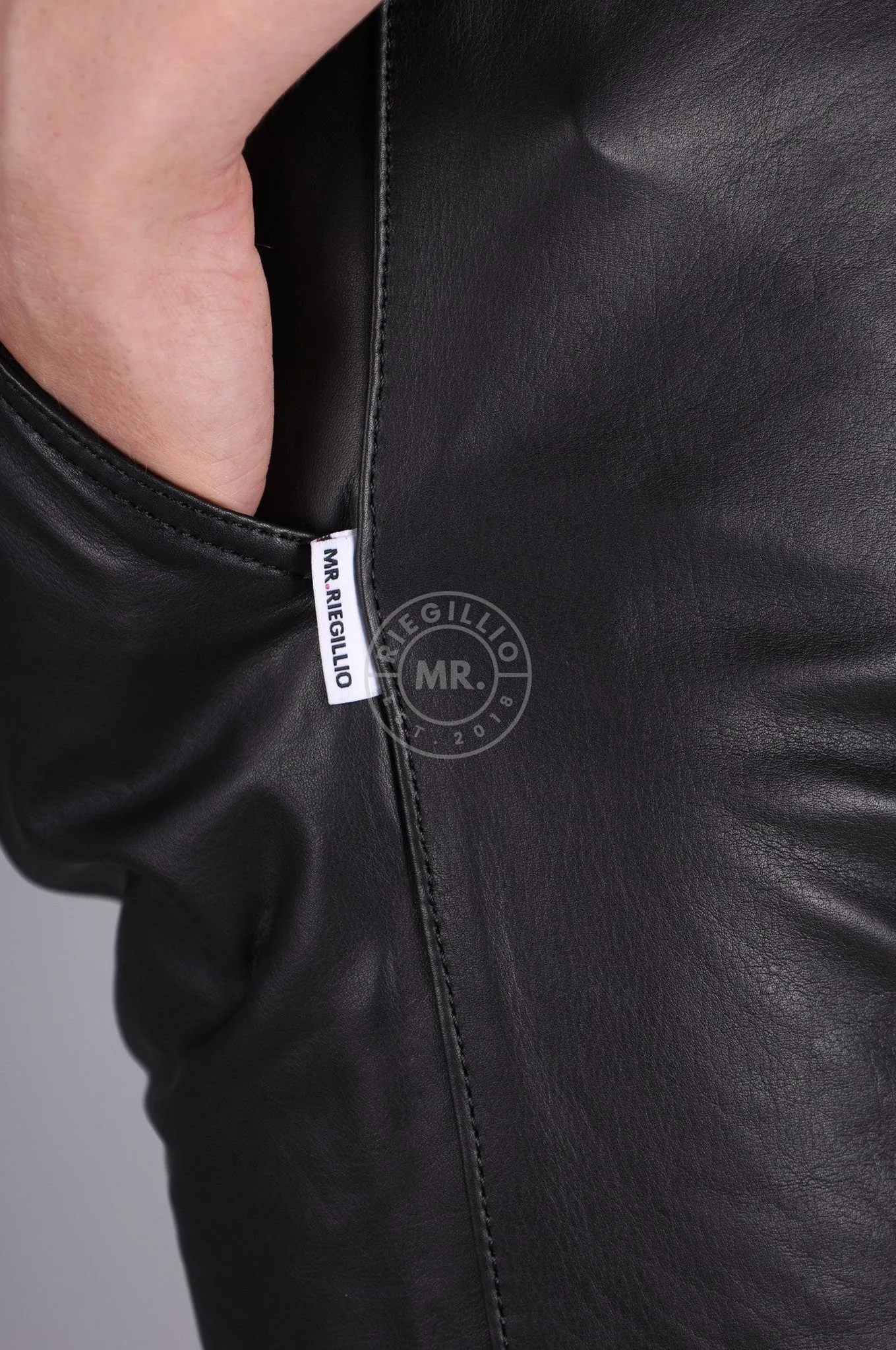 Berlin Black Leather Boxershort - Open Back