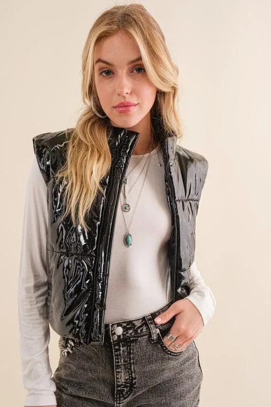 Cozy Up Quilted Puffer Zip Crop Vest