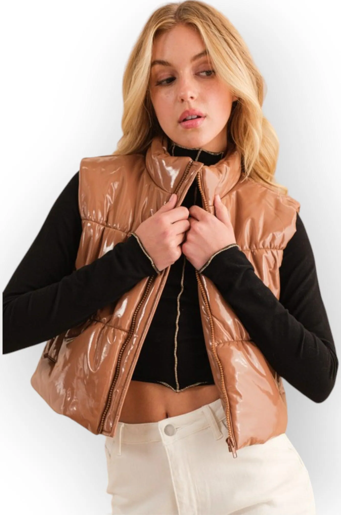 Cozy Up Quilted Puffer Zip Crop Vest
