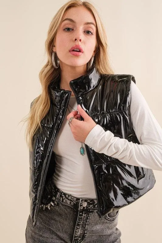 Cozy Up Quilted Puffer Zip Crop Vest