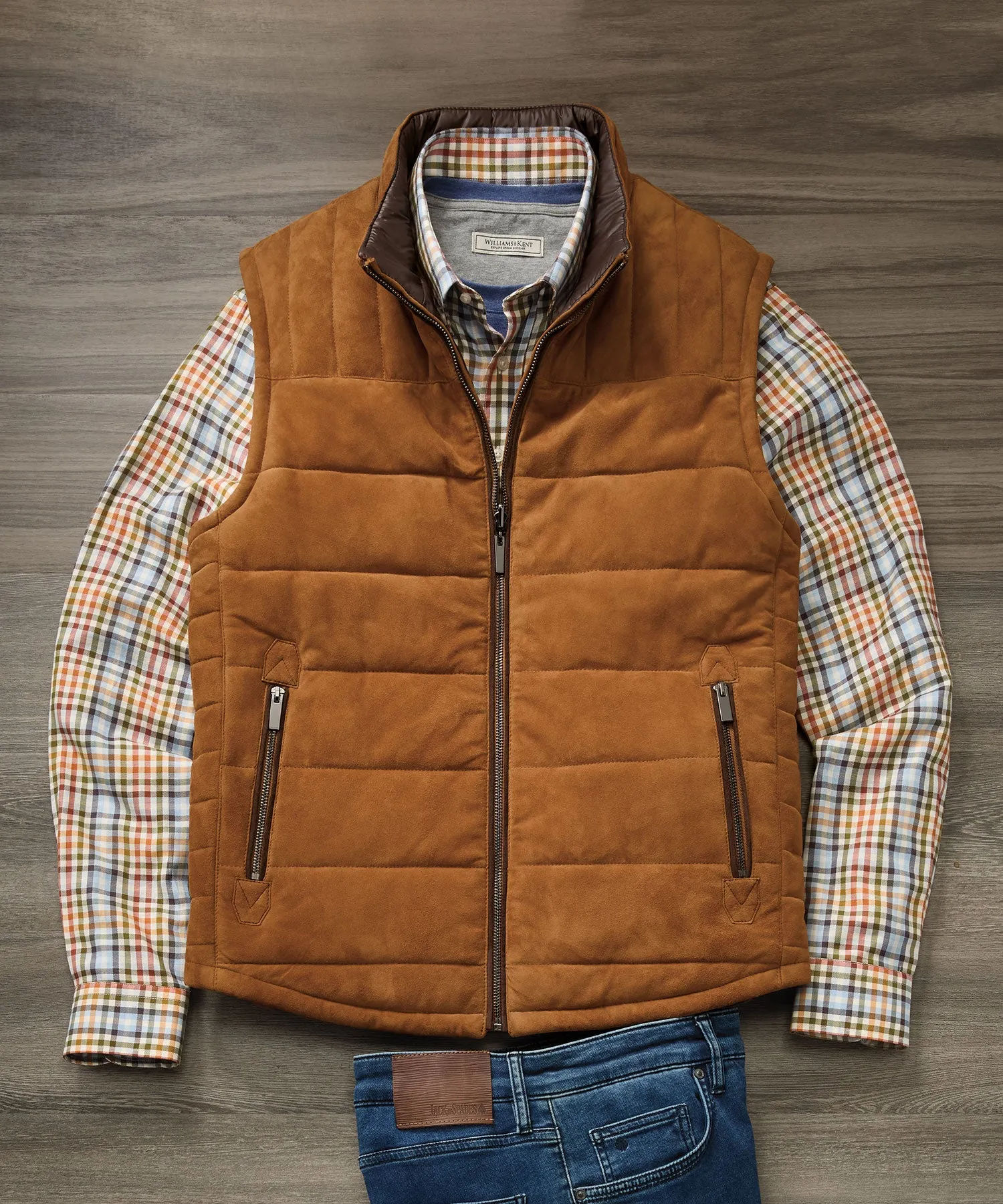 Goat Suede Channel-Quilted Vest
