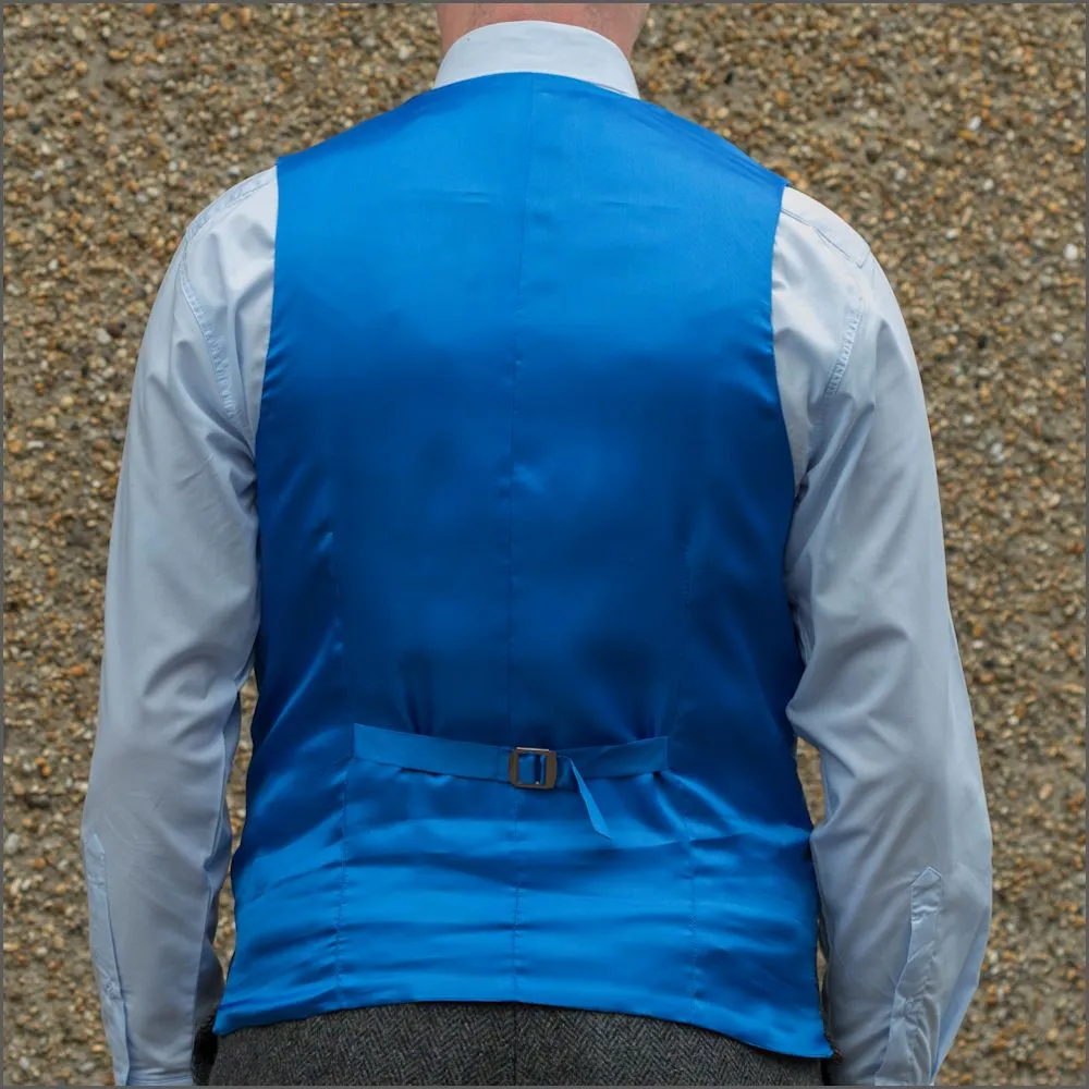 Harris Tweed Heather Blue Herringbone 3pc Suit>