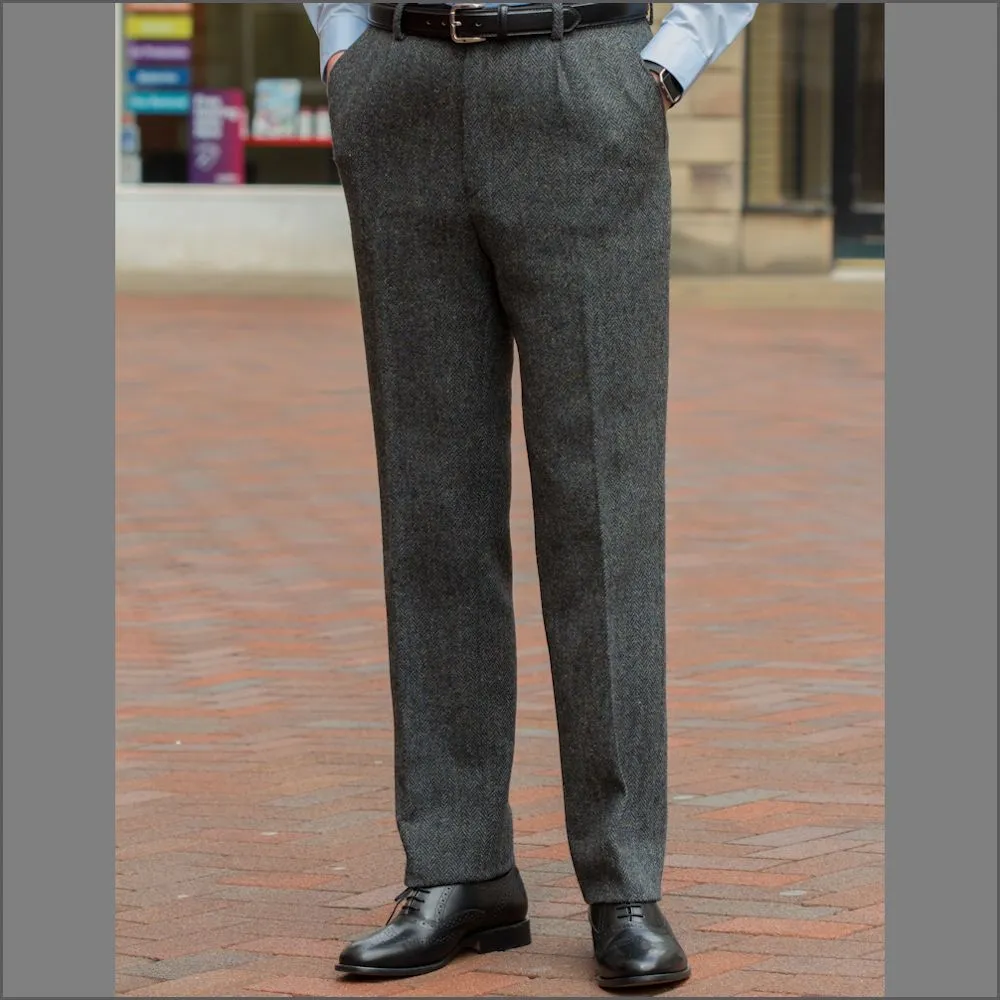 Harris Tweed Heather Blue Herringbone 3pc Suit>