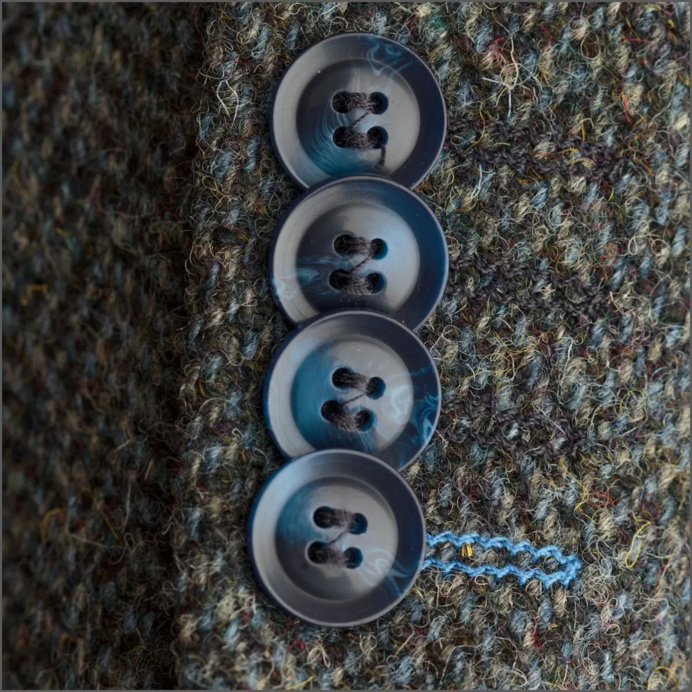 Harris Tweed Heather Blue Herringbone 3pc Suit>