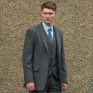 Harris Tweed Heather Blue Herringbone 3pc Suit>