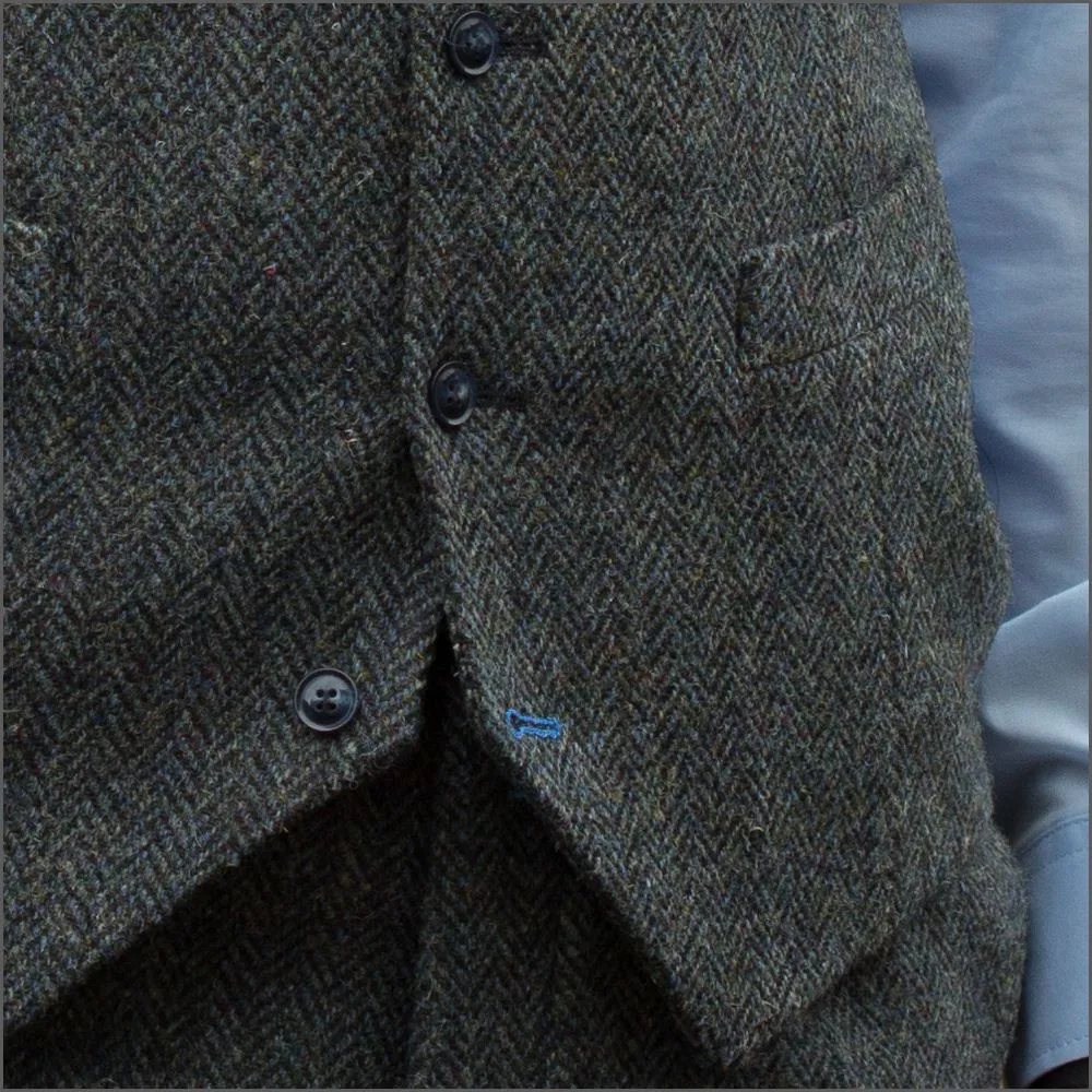 Harris Tweed Heather Blue Herringbone 3pc Suit>