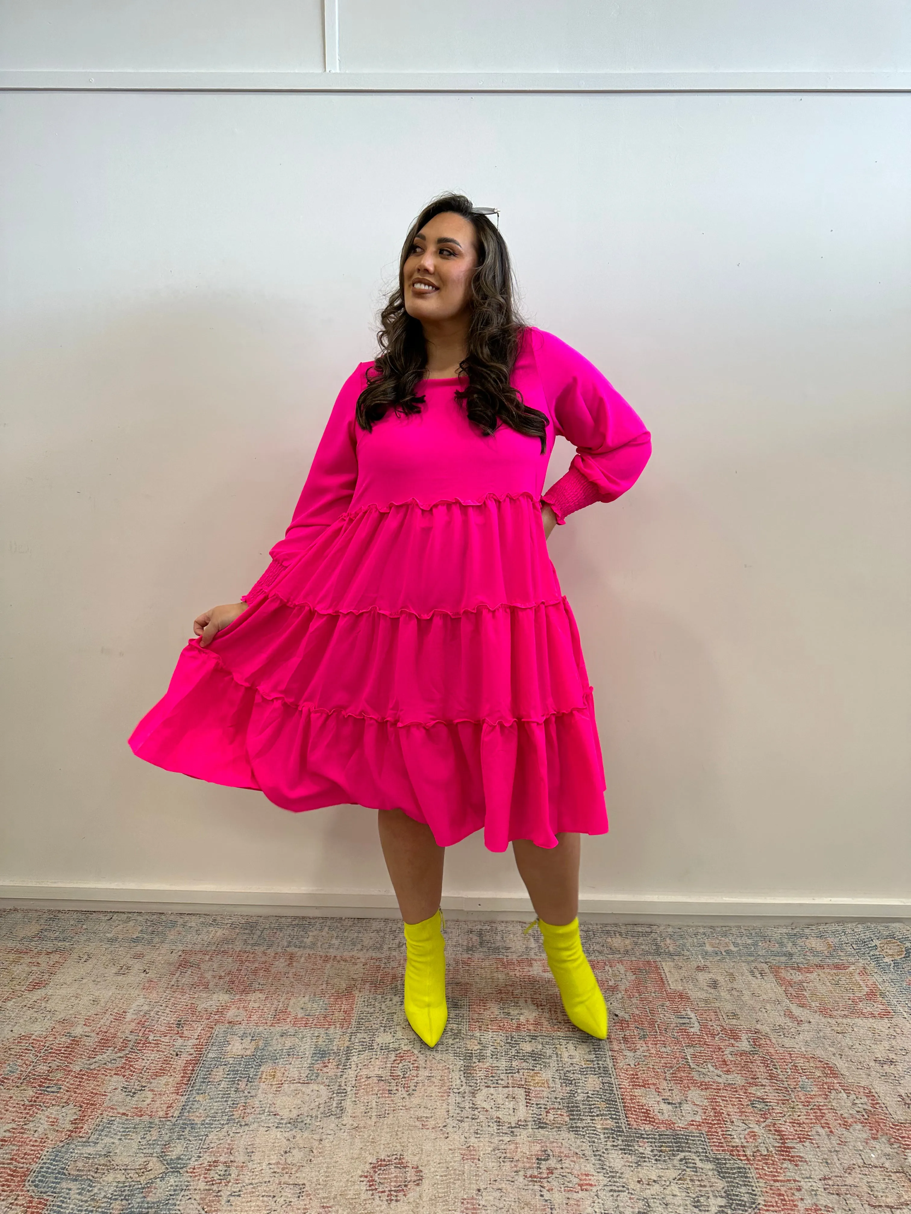 Isabella Dress - HOT PINK