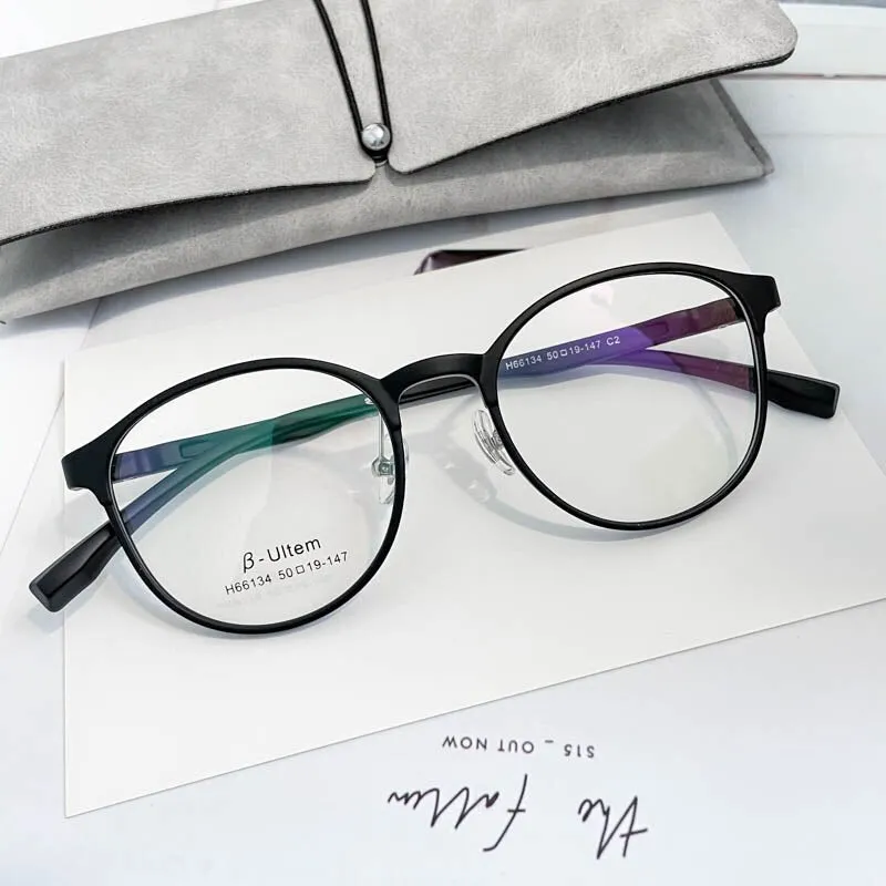 KatKani Unisex Full Rim Round β Ultem Steel Frame Eyeglasses H66134