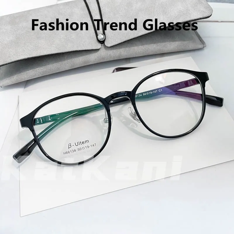 KatKani Unisex Full Rim Round β Ultem Steel Frame Eyeglasses H66134