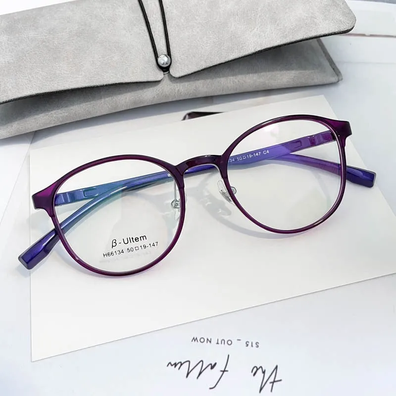 KatKani Unisex Full Rim Round β Ultem Steel Frame Eyeglasses H66134
