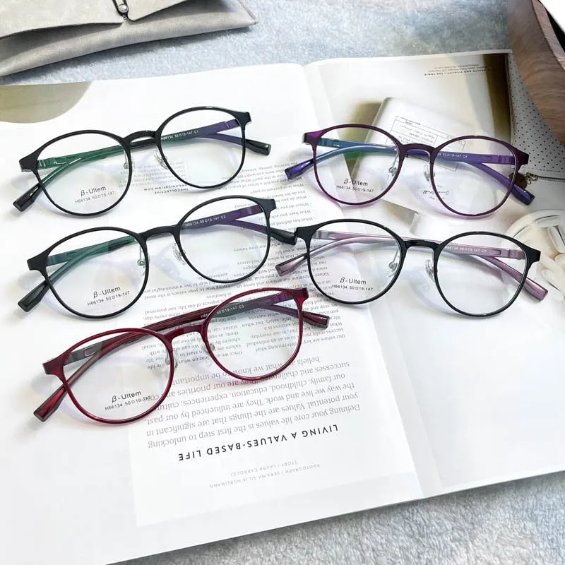 KatKani Unisex Full Rim Round β Ultem Steel Frame Eyeglasses H66134