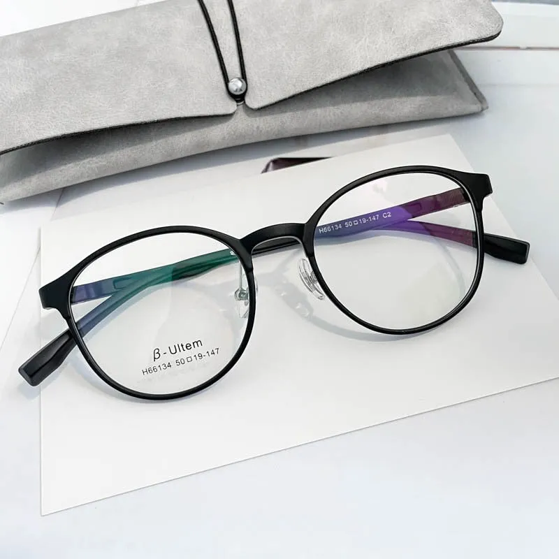 KatKani Unisex Full Rim Round β Ultem Steel Frame Eyeglasses H66134