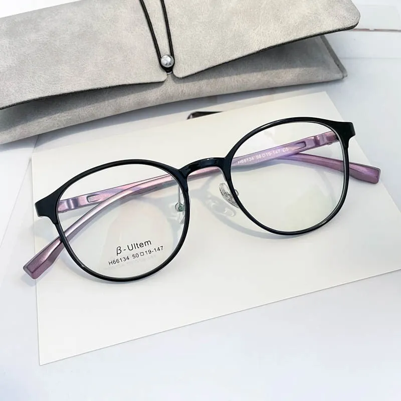 KatKani Unisex Full Rim Round β Ultem Steel Frame Eyeglasses H66134