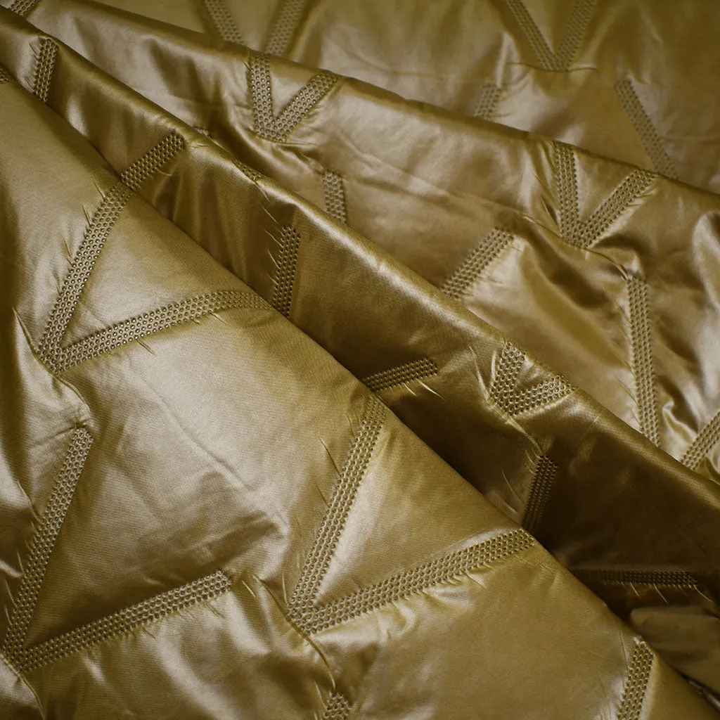 Light Weight Lustrous Chevron Quilted Puff Coating Avocado