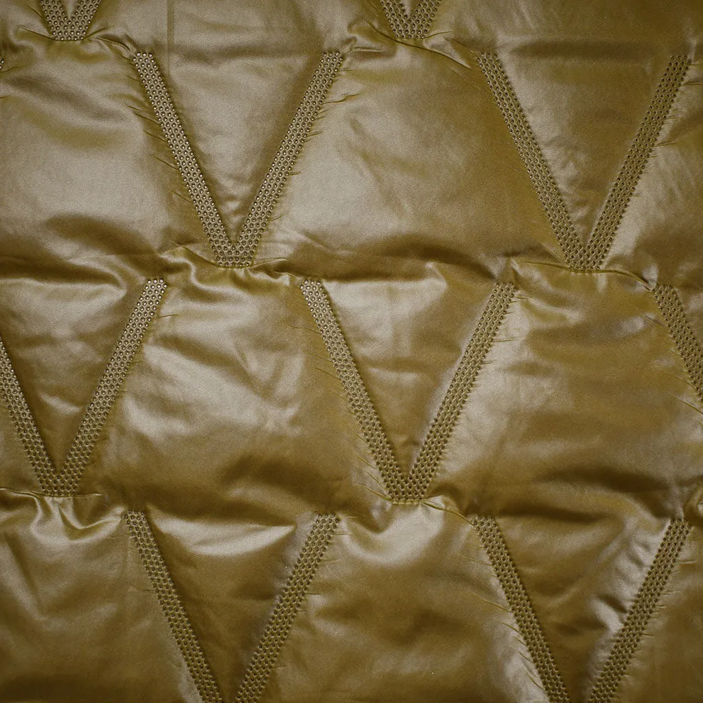 Light Weight Lustrous Chevron Quilted Puff Coating Avocado