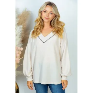 PLUS SIZE Long Sleeve Solid Knit Top