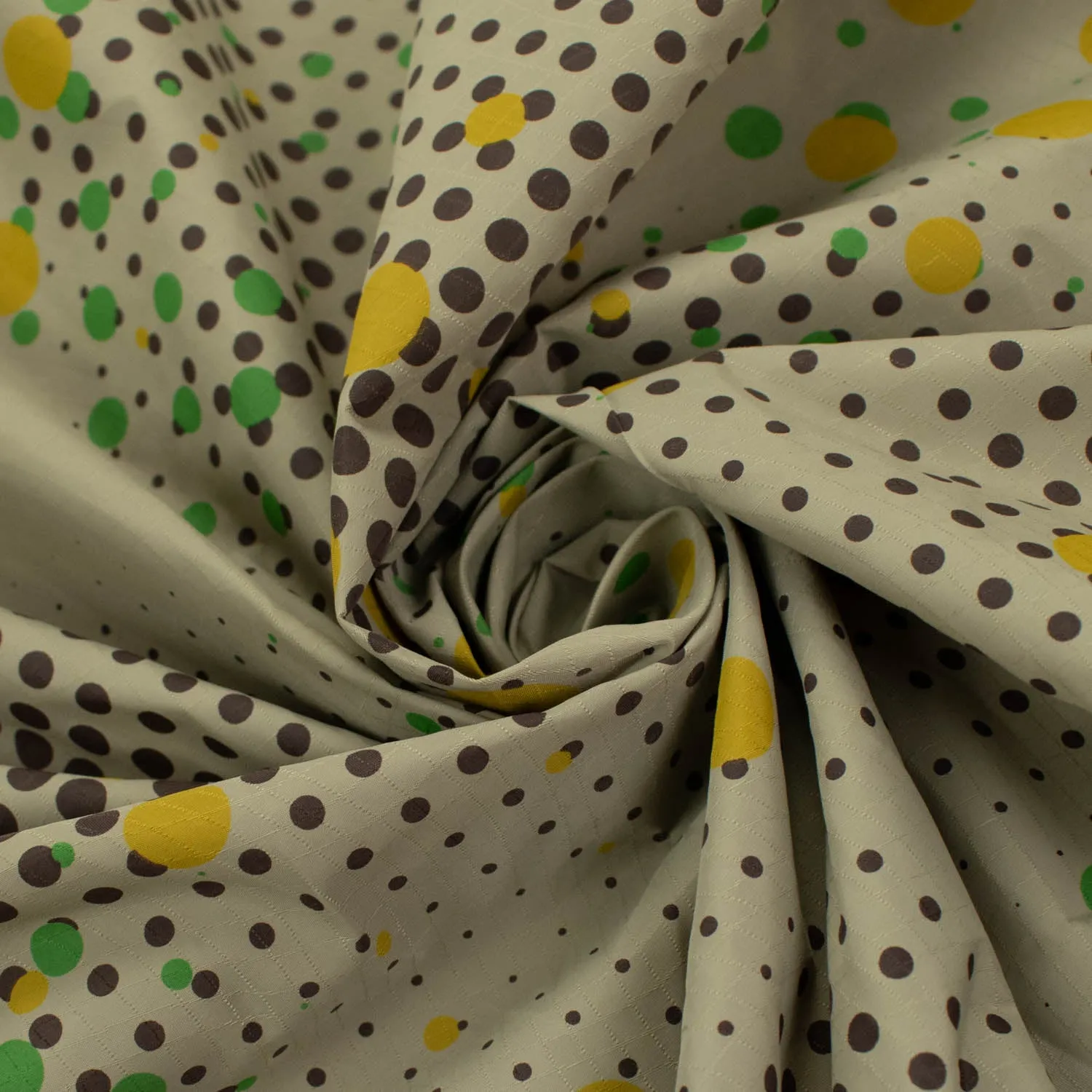 Printed Lining Design-12 Yellow & Green Dots on Khaki