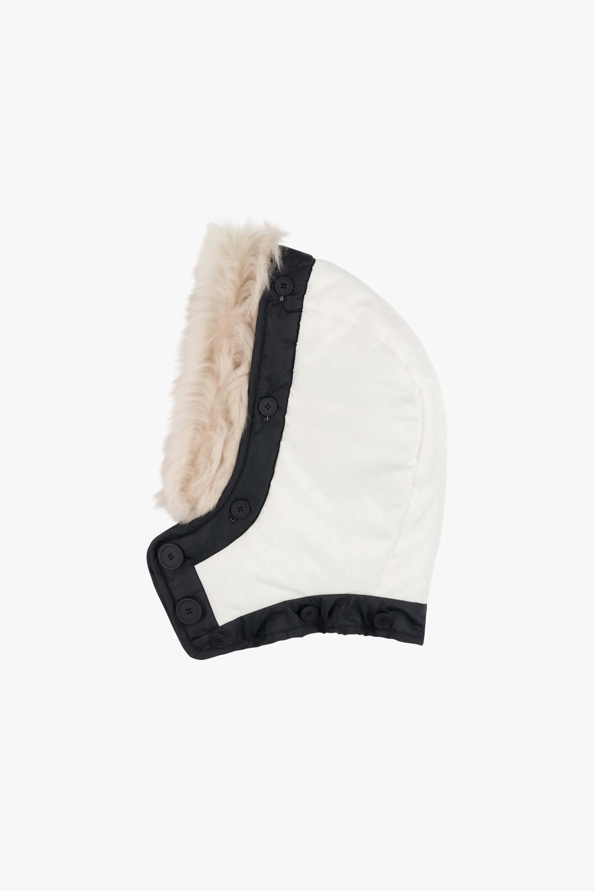 Quilt Hood Shearling Trim - White / Black