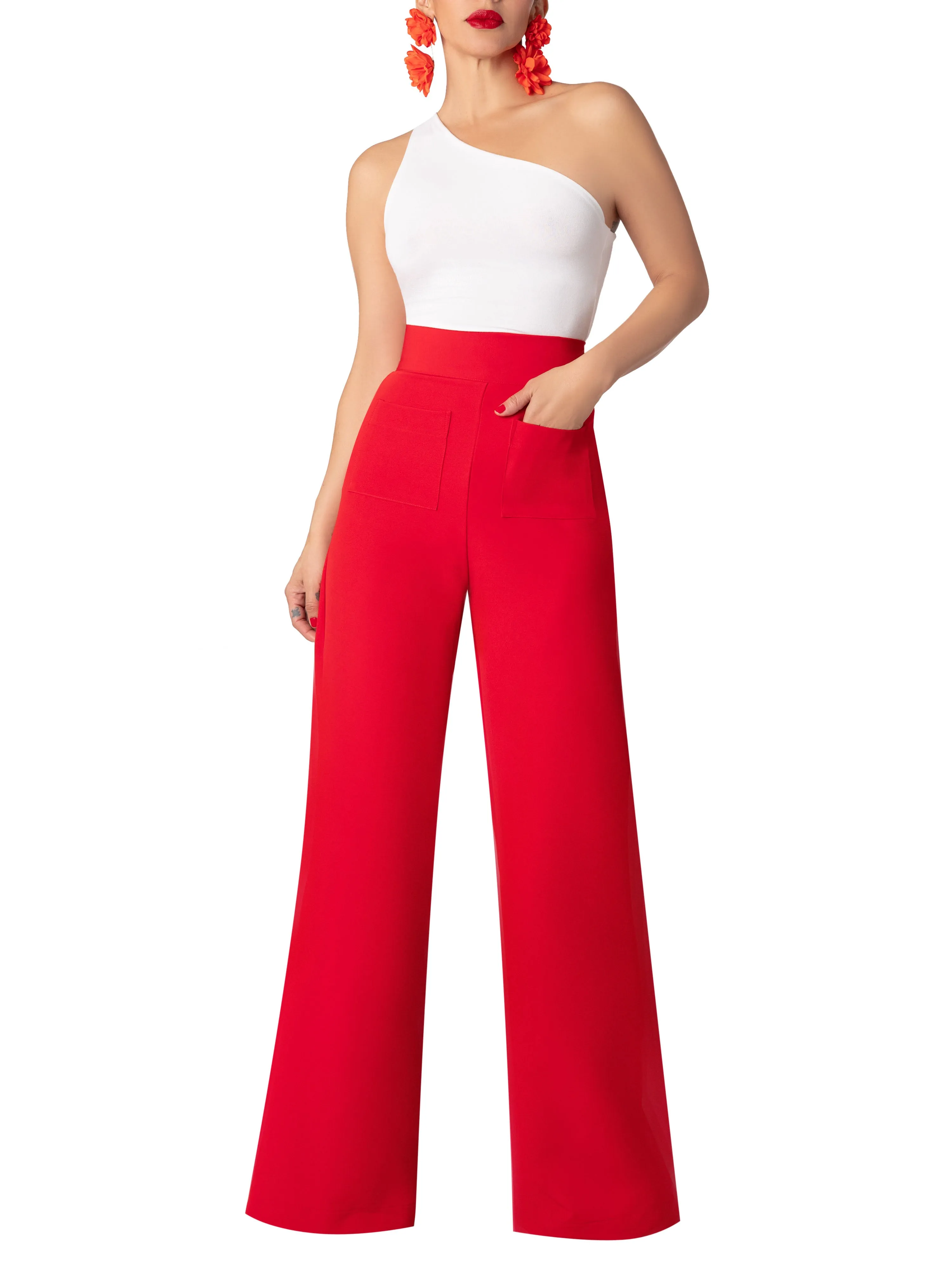 "Adore" Red High Waist Pants