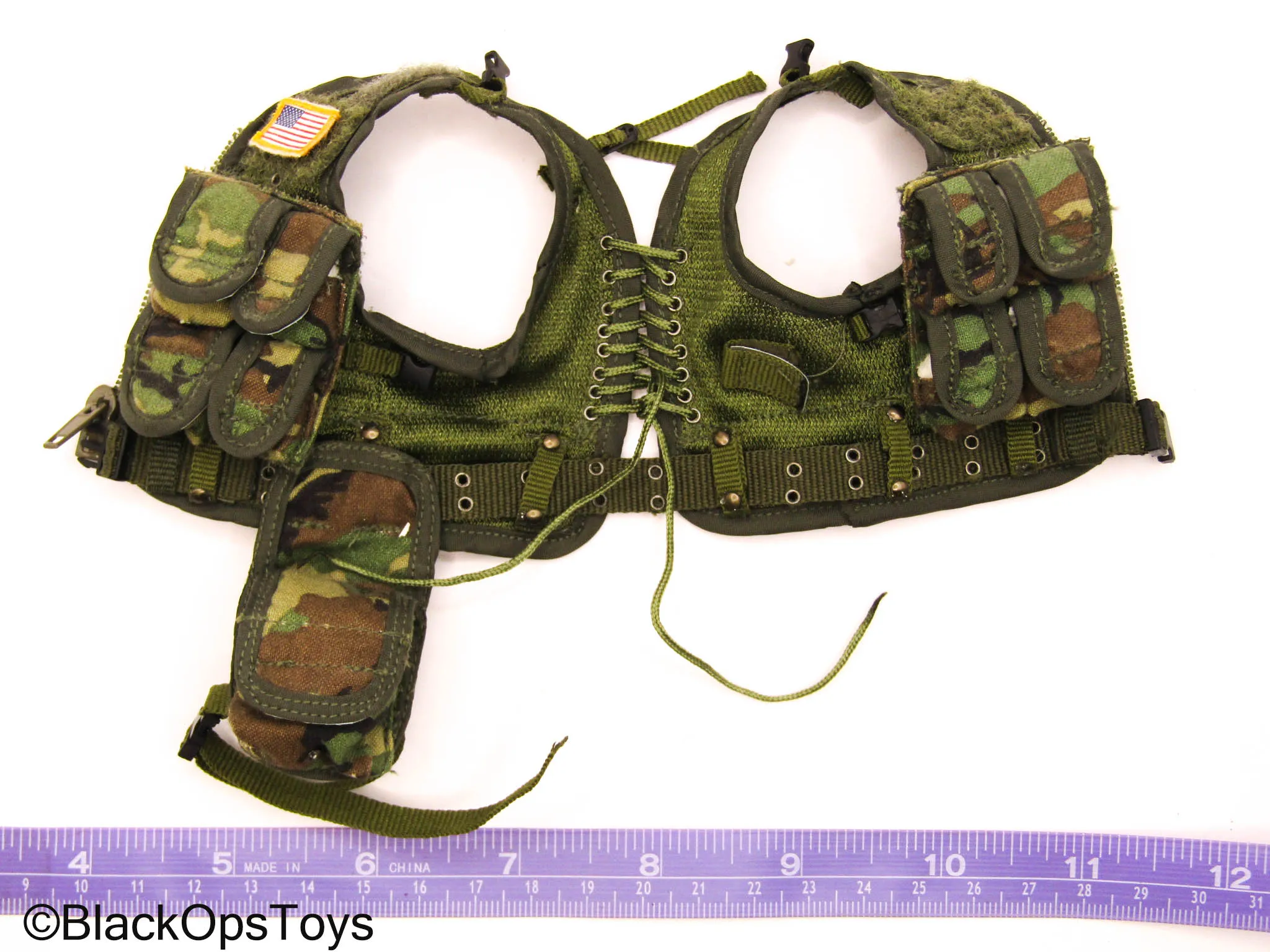 Woodland Camo Combat Vest w/Drop Leg Pouch