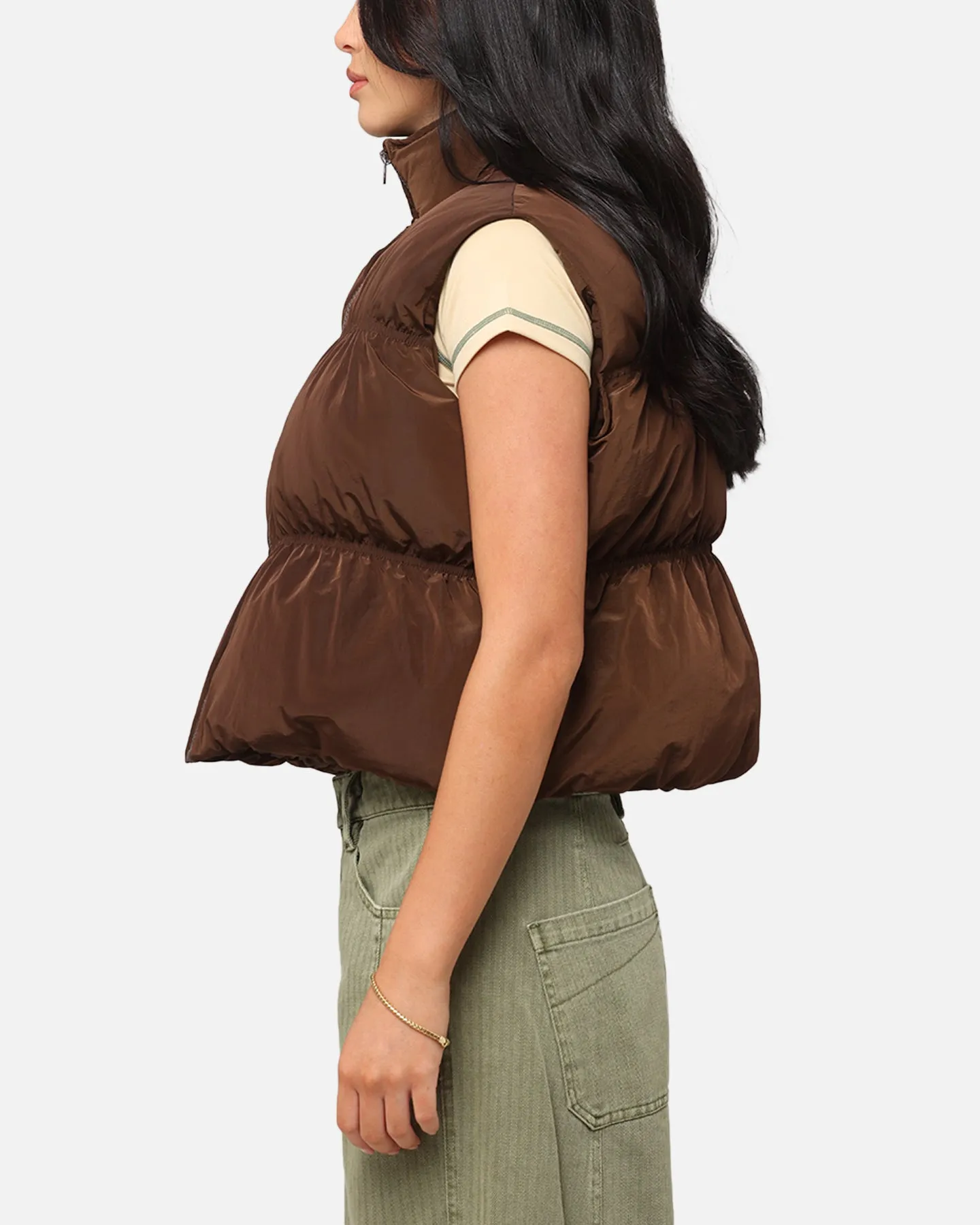 XXIII Women's Primal Oversized Puffer Vest Chocolate