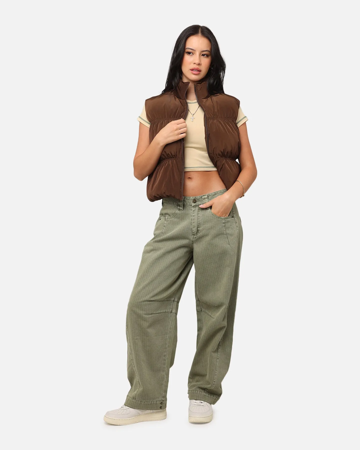 XXIII Women's Primal Oversized Puffer Vest Chocolate