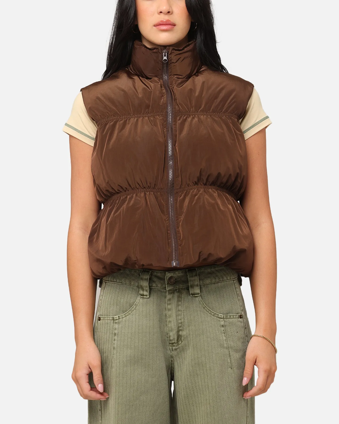 XXIII Women's Primal Oversized Puffer Vest Chocolate
